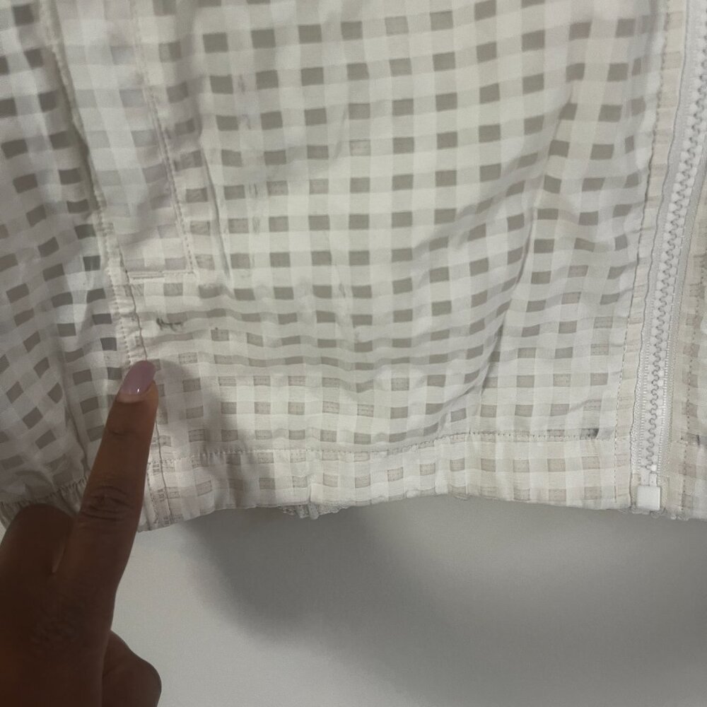 Fabletics White Checkered Windbreaker Jacket S - image 4